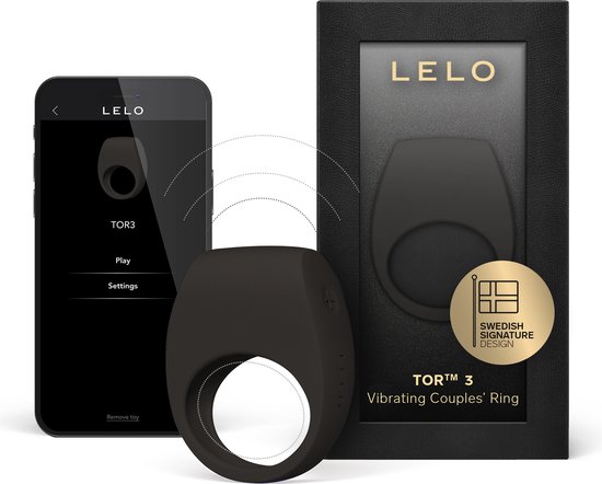 LELO TOR 3 vibrerende ring met app en 8 genotsinstellingen voor een intenser gevoel, Black