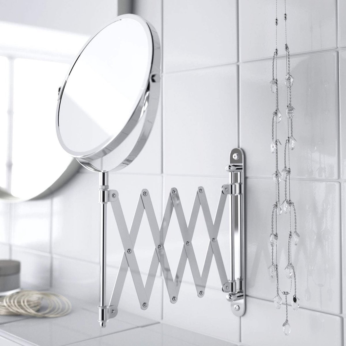 Dubbelzijdige wandspiegel met 3x vergroting en 360° draaibare functie voor make-up en scheren