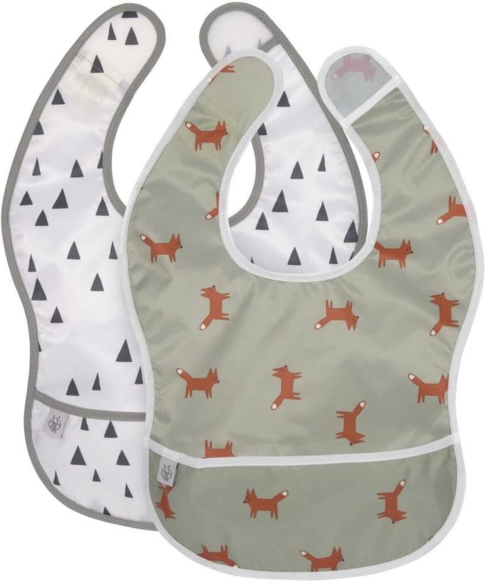 Goedkoopste Babyslabbetjes, set van 2 stuks, met opvangbescherming, waterafstotende klittenbandsluiting