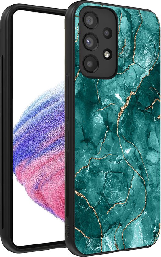 Smartphonica Phone Case pour Samsung Galaxy A53 5G avec imprimé marbre - Coque arrière en TPU Design Marbre - Or Vert / Back Cover adapté pour Samsung Galaxy A53 5G