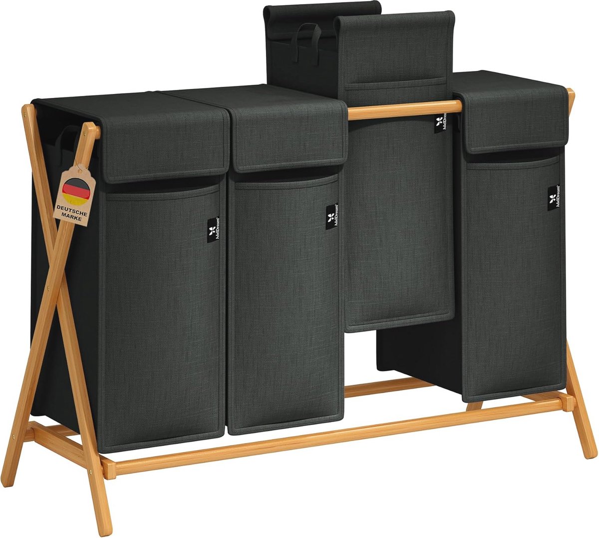 Goedkoopste Wasmand met 2 compartimenten - 100L Bamboe Houten Wasmand met Deksel voor Vuile Was