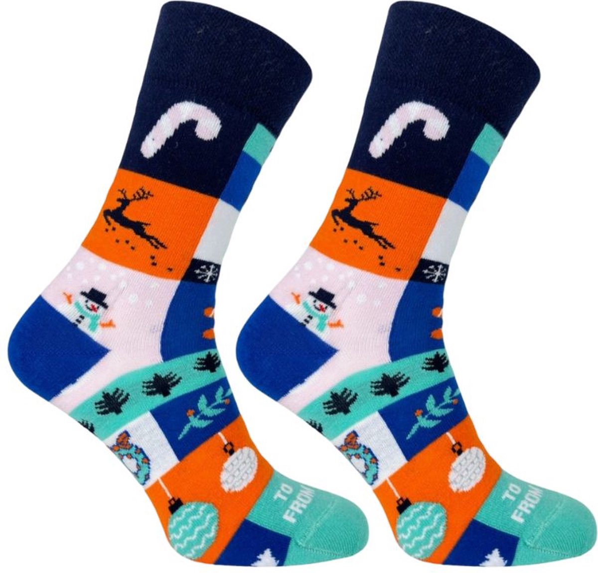 La Pèra - Kerstsokken - 39-42– Blauw Turquoise – Katoen – Happy Holiday Mix Socks – Warme & Vrolijke Cadeau Sokken