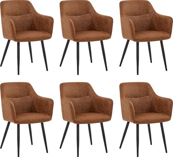 WOLTU Eetkamerstoelen, set van 2, schommelstoel, cantileverstoel, keukenstoel, gestoffeerde stoel, met hoge rugleuning, kunstleer, voor eetkamer, keuken, woonkamer, kantoor, zwart, BH378sz-2