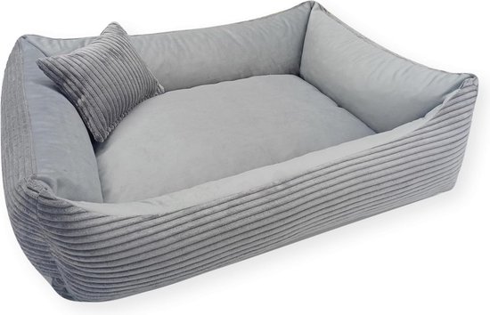 4L Textil Molly behaaglijk corduroy hondenbed voor grote honden, hondenmand, hondenkussen, wollige hondenmand, 120 x 100 cm, donkerbruin