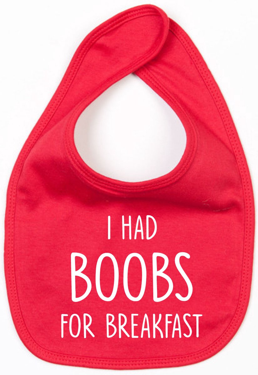 Goedkoopste Slabbetje Boobs for breakfast-Rood-One Size