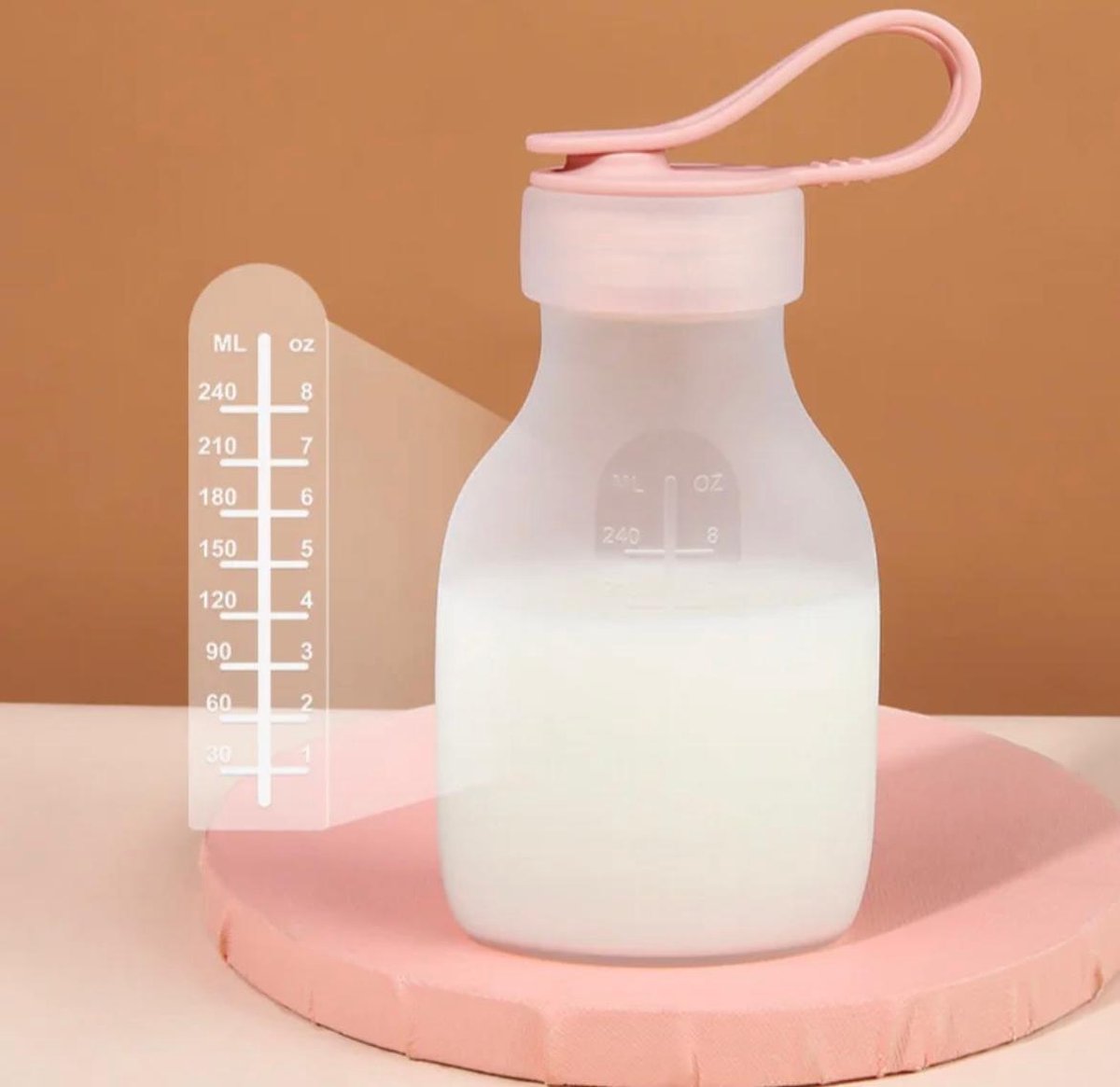 Mom Finity - Moedermelk Bewaarzakjes - Herbruikbaar - Siliconen -Borstvoeding Bewaarzakjes - 240ml - BPA-vrij - Lekvrij - Flesjes - Set van 2 - Roze — cadeau in Cadeau-ideeën - foto 4
