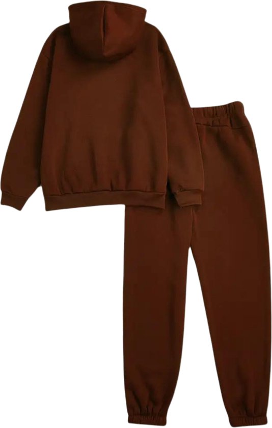 Livano Ensemble de jogging - Ensemble de maison - Adultes - Survêtement - Confortable - Pantalon de survêtement - Survêtement - Femme - Hiver - Café - L