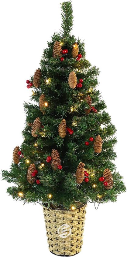 Mini-kerstboom 60 cm, met 47 doe-het-zelf kerstdecoraties, kleine