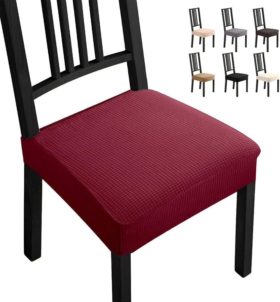 Goodivery ® Set van 4 Moderne Elastische Stoelhoezen voor Bescherming en Stijl in Wijnrood