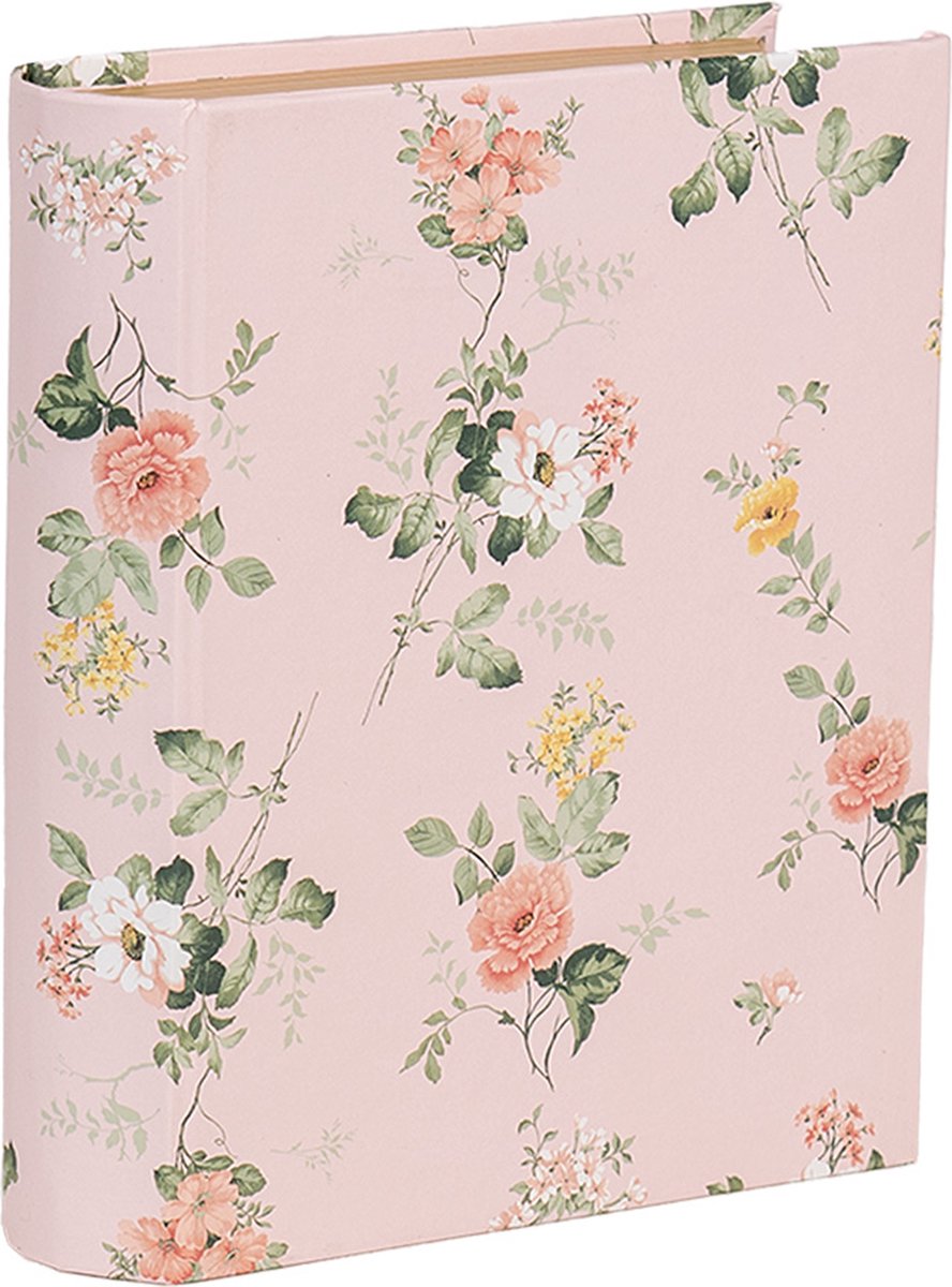 Clayre & Eef Opbergdoos Boeken 17x14x5 cm Roze Karton Bloemen