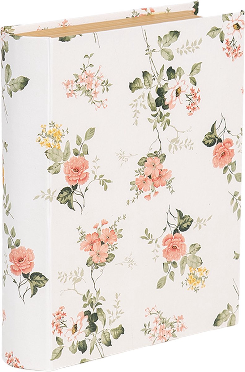 Clayre & Eef Opbergdoos Boeken 17x14x5 cm Wit Karton Bloemen