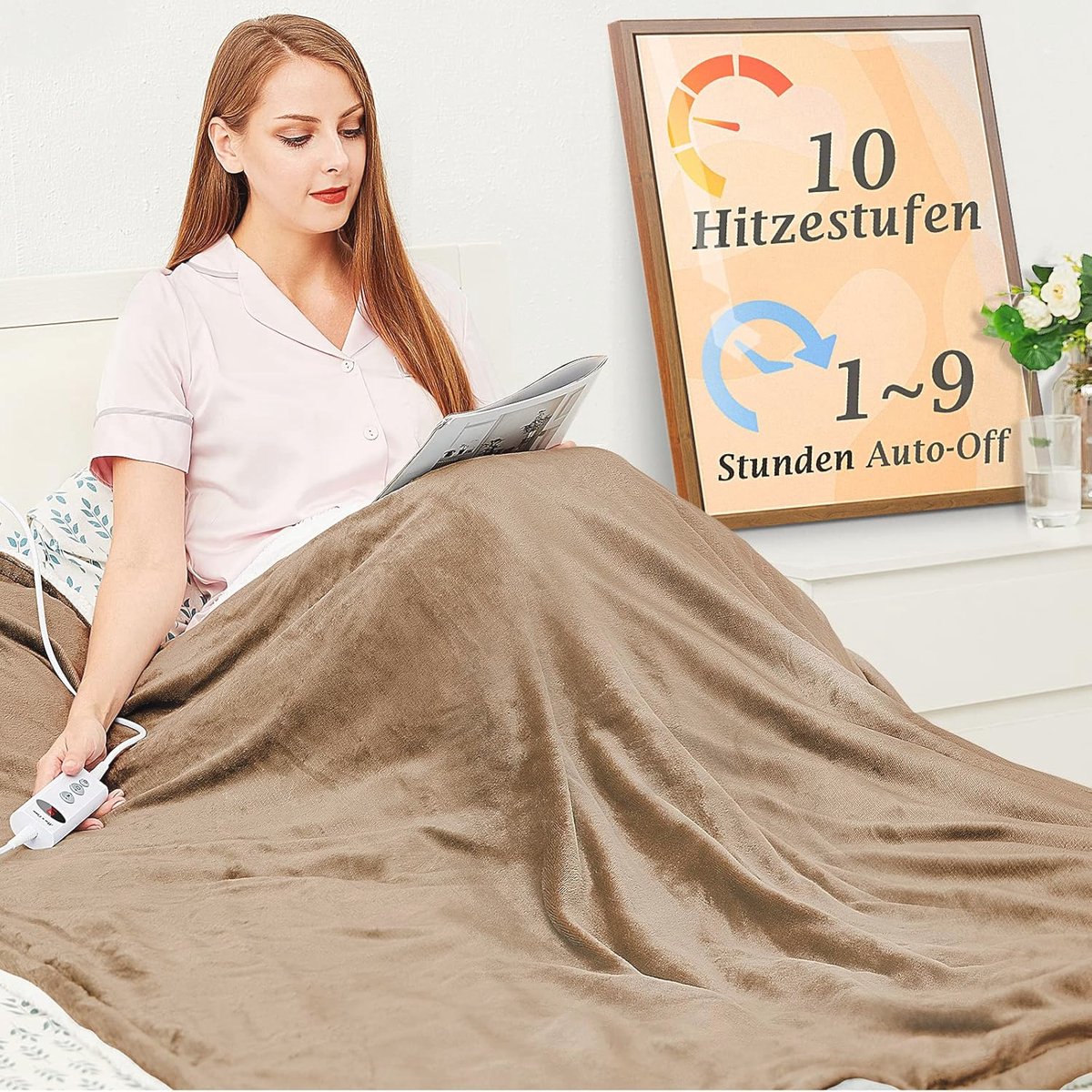 Elektrische deken 130 x 180 cm met automatische uitschakeling en warmtestanden