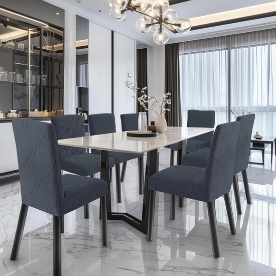 Ystyle Stretch Stoelhoezen 6 Stuks, Universele Eetstoelhoezen Voor Eetkamerstoel, Eetstoelhoezen Verwijderbare Wasbare Stoel Kussenovertrekken Voor Thuis Restaurant Hote, Zwart