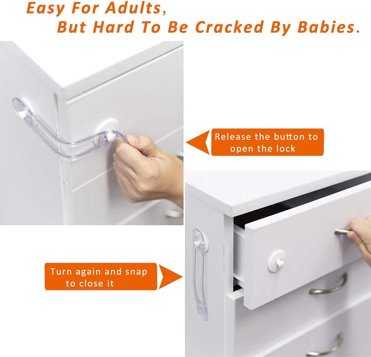 Kinderslot Kastjes - 8 Stuks - Ladeslot - Kastslot - Baby Veiligheid - Kast Beveiliging Baby - Zelfklevend Kinderslot - Veiligheidshaakjes - Transparant - Zelfklevend 3m - Voor Baby Veiligheid - Geen Boor Of Schroeven - Voor Kast, Deur En Lade – foto 8