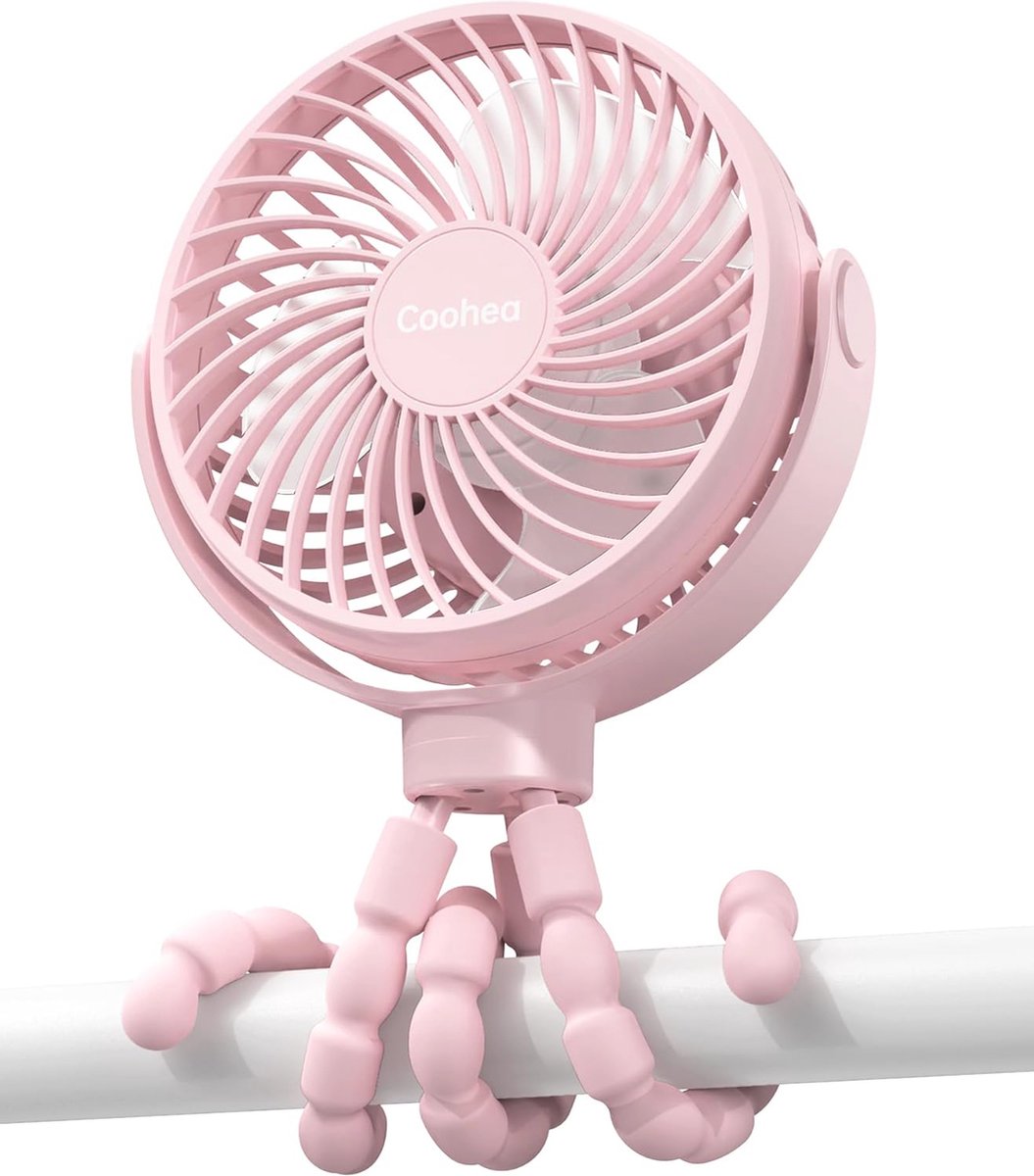 Draagbare Kinderwagen Ventilator met 5000mAh Batterij - Oplaadbare USB Ventilator voor Autostoel en Camping