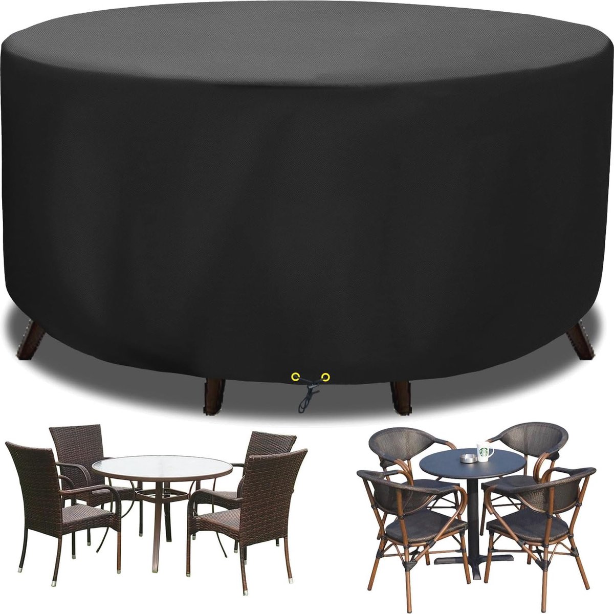 Waterdichte Ronde Tuinmeubelset Hoezen - 420D Oxford Stof - Outdoor Patio - Tafel Set Cover - Rond - Winddicht - Anti-UV - Grote Tuintafel Hoes - Ø 250 x 90 cm