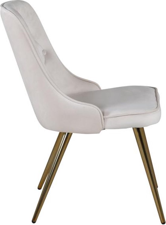 Chaise de salle à manger Zelano - pied doré - velours - beige