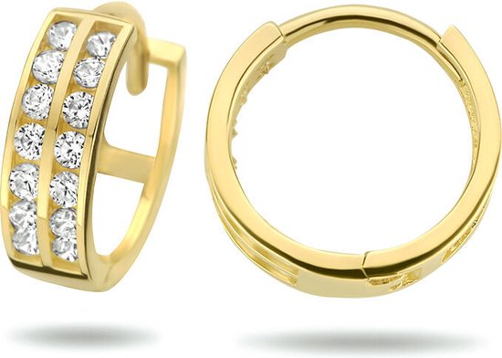 Boucles d'oreilles créoles en or jaune 9 carats avec zircones 11,5 mm - 8000160