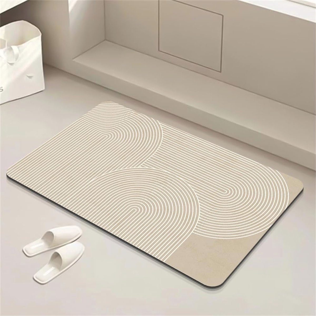 Antislip Badmat 60 x 119 cm - Sneldrogende en Absorberende Badkamer Vloermat in Beige
