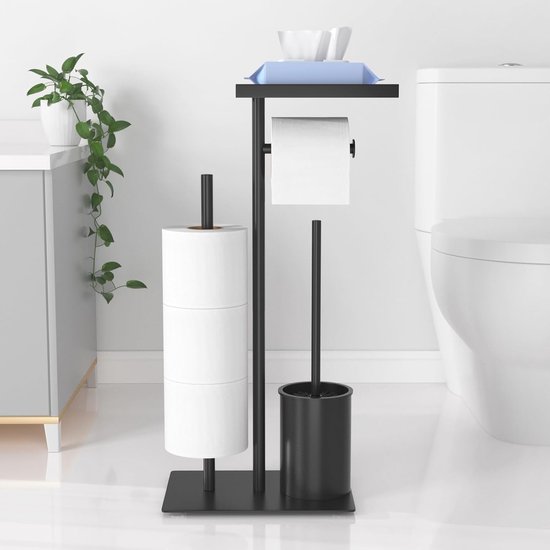 Staande Toiletpapierhouder Met Borstel En Opbergruimte Voor Een Stijlvolle Badkamer