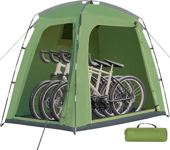 Fiets Tent, Waterdichte Outdoor Fiets Schuur Tent met Volledige Rits, Tuin Tent Fiets Accessoires, Raam Ontwerp Fiets Opslag Tent voor Outdoor Camping(leger groen