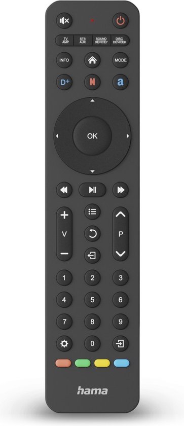 Télécommande universelle Hama - compatible jusqu'à 8 appareils - IR - Zwart