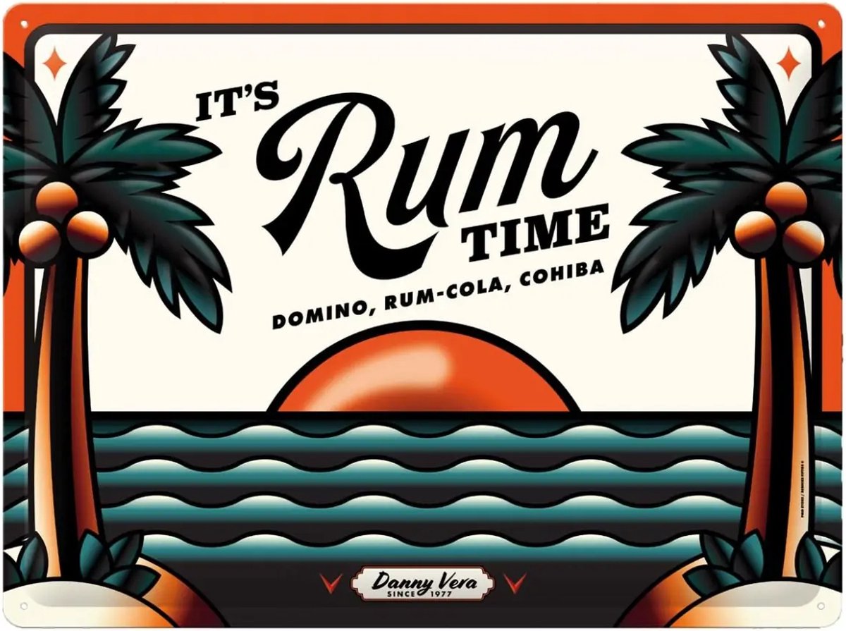 It's Rum Time Metalen Bord 30 x 40 cm