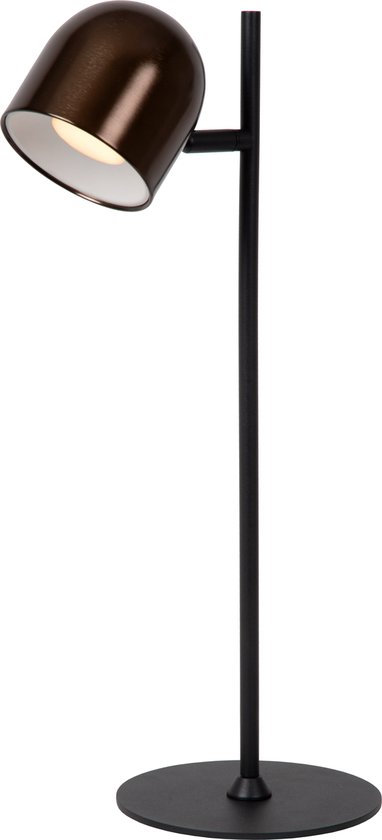 Lucide SKANSKA RECH - Oplaadbare Bureaulamp Binnen/Buiten - Accu/Batterij - LED Dimb. - CCT - 1 × 3W 3000K/6000K - IP44 - Koffie