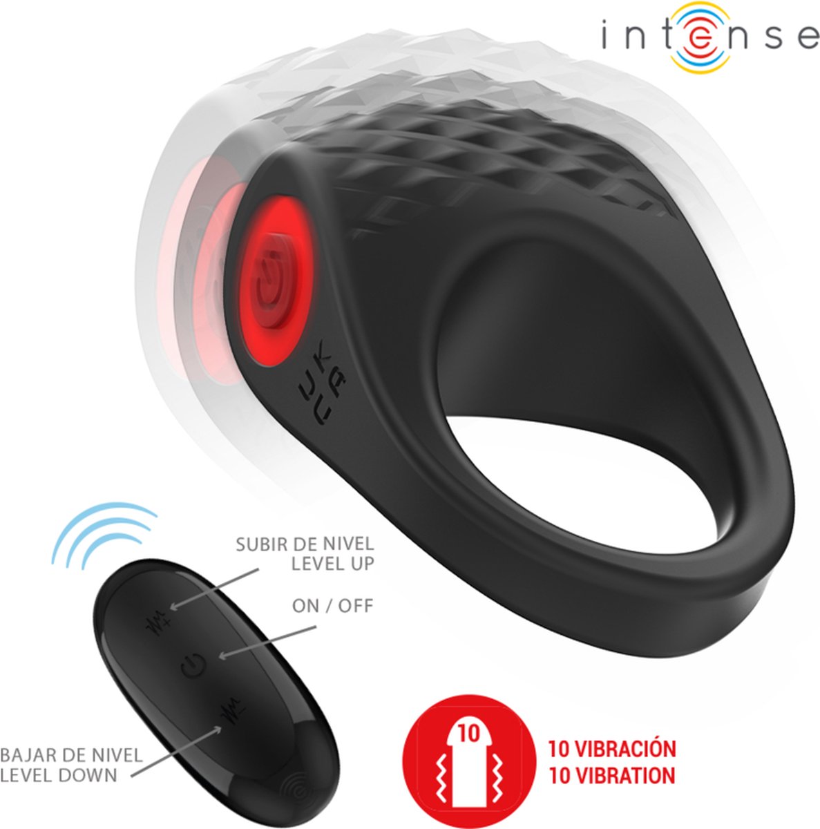 INTENSE - KLAVER VIBRATOR PENISRING 10 VIBRATIES ZWART | COCKRING | VIBRERENDE COCKRING | SEKSSPEELTJES VOOR MANNEN | SEX TOYS VOOR MANNEN | SEKSSPEELTJES VOOR KOPPELS | SEX TOYS VOOR KOPPELS