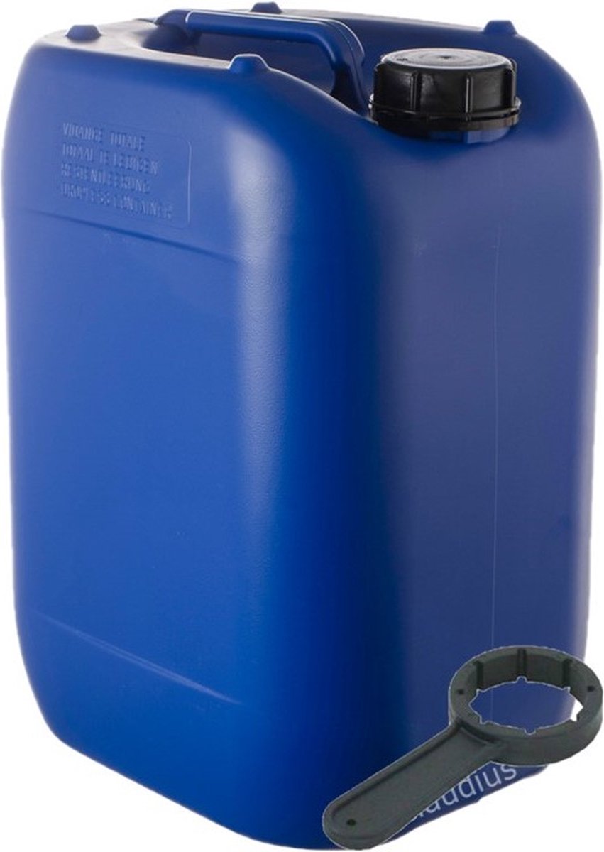 Jerrycan 20 Liter blauw | met sleutel | geschikt voor water | UN gekeurd | benzine | handig stapelbaar | food grade | inclusief dop | totaal te legen | noodpakket