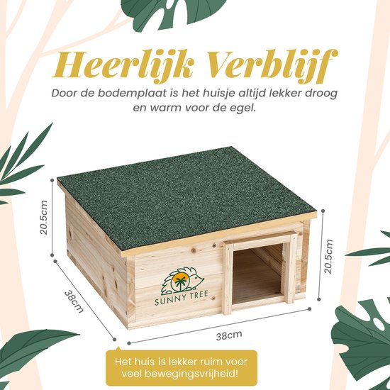 Wildlife Home Egelhuis, Winterbestendig Met Houten Bodem, Met Zadeldak, Weerbestendig Egelvoederhuis Voor De Tuin, Kattenveilig, Egel, Winterkwartier