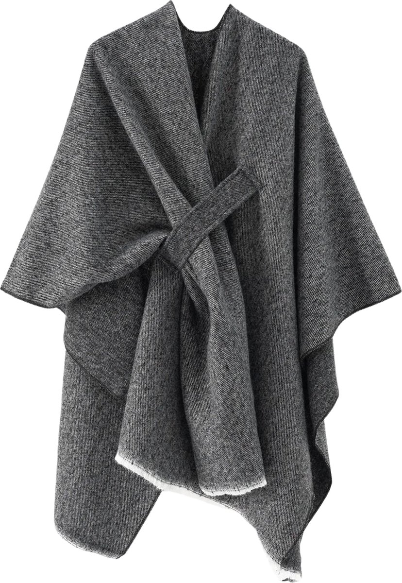 Poncho Omslagdoek – Dames – One Size – Grijs