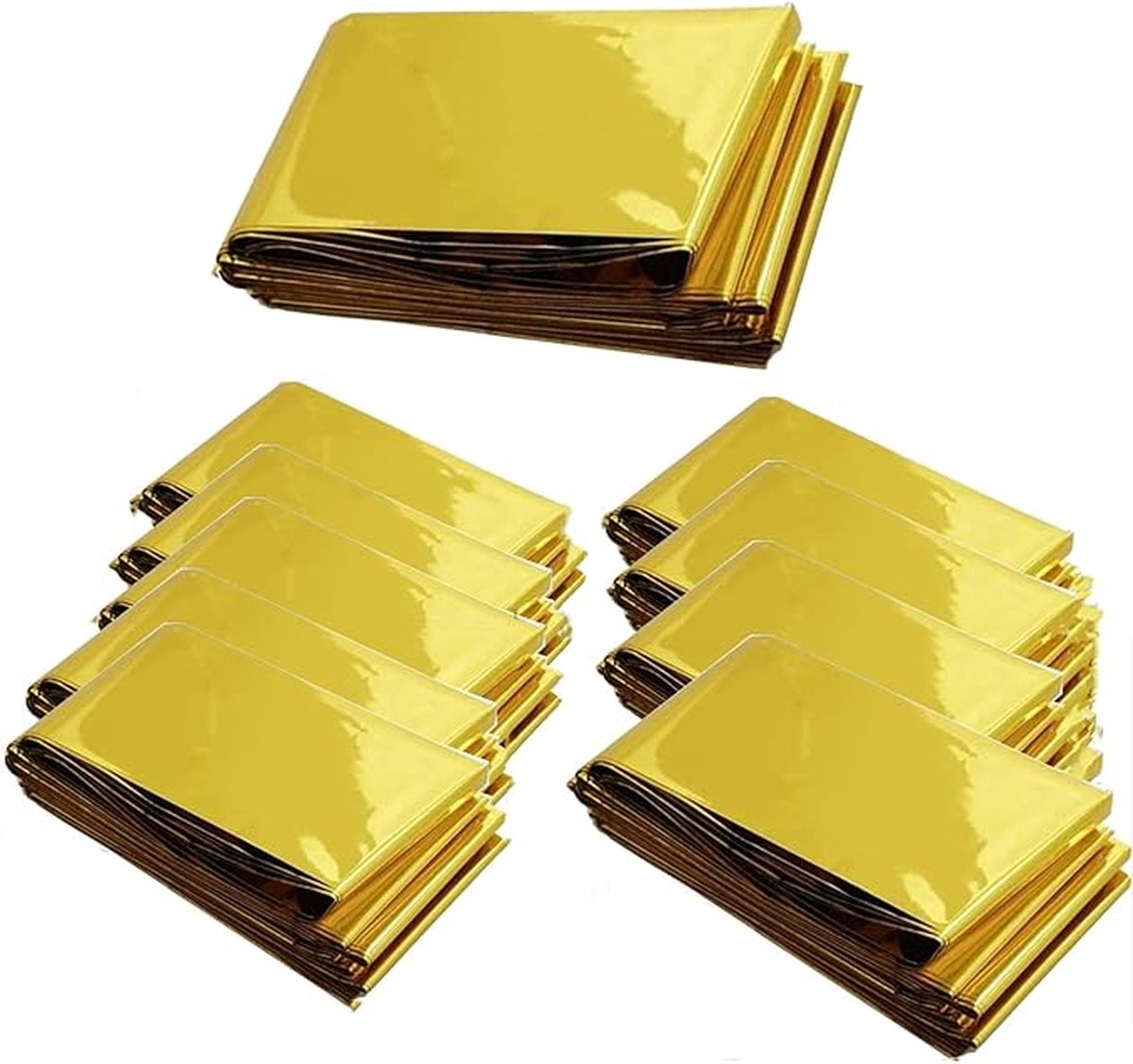Goedkoopste set van 10 stuks - Isolatiedeken - Reddingsdeken - Isoleerdeken - Overlevingsdeken - buiten, wandelen, kamperen - 160 210cm - goud - PET