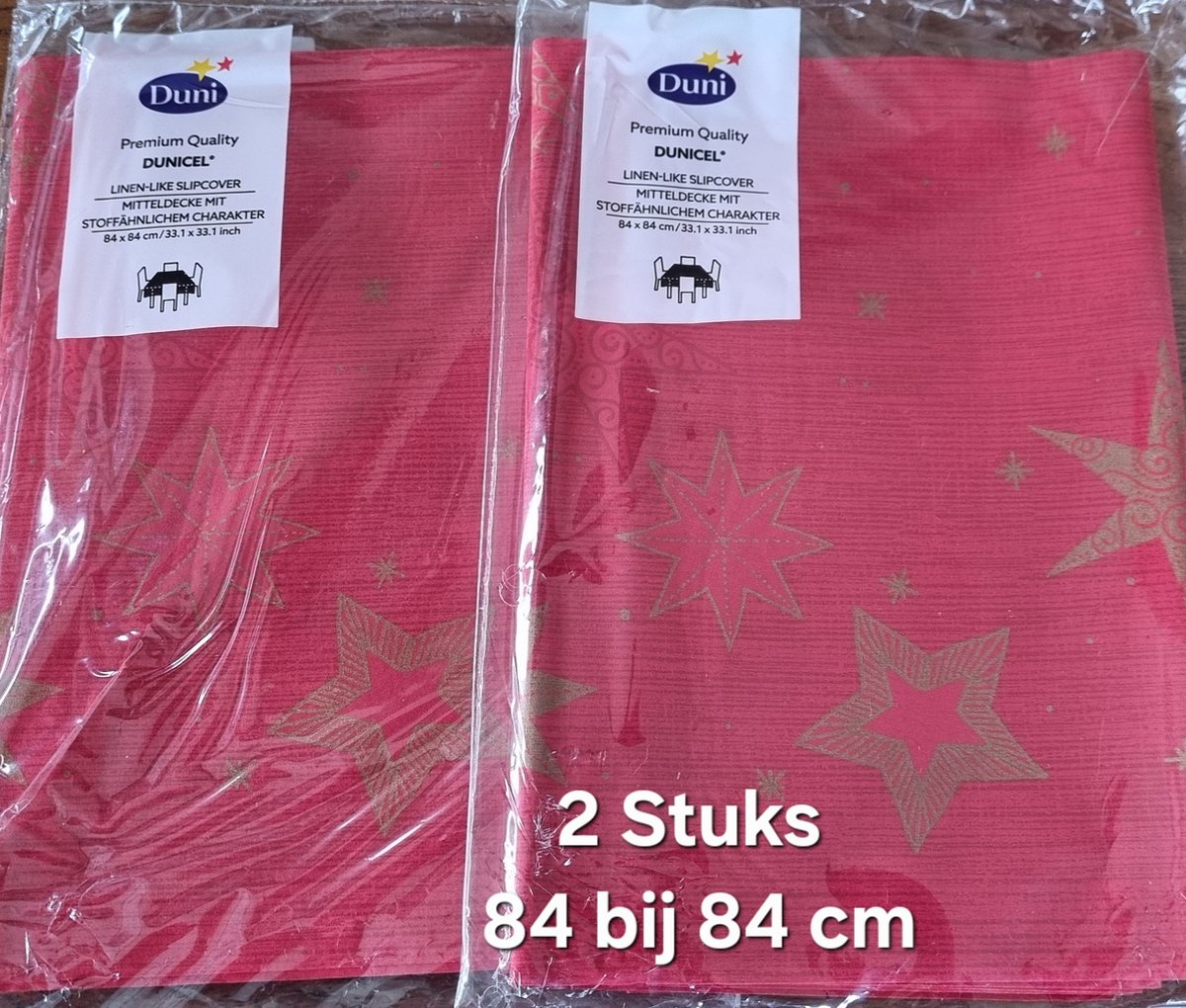 2 x Tafelkleed/ Tafellaken Kerstmis 84x 84 cm Duni , Wegwerp, Papier, Tafeldecoratie, Rood.