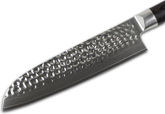 Shinrai Japan - Couteau japonais Nakiri 18 cm - Couteau de chef - Couteau Damas - BR Damas martelé - Avec boîte cadeau de luxe