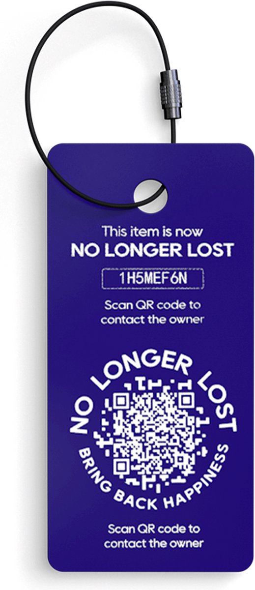 NoLongerLost - sleutelhanger (x2) - Donkerblauw - Unieke QR code - Tracking