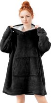 V&L comfortlifestyle - Fleece deken met mouwen - sweater - 280 gsm - Zwart - Snuggle Hoodie