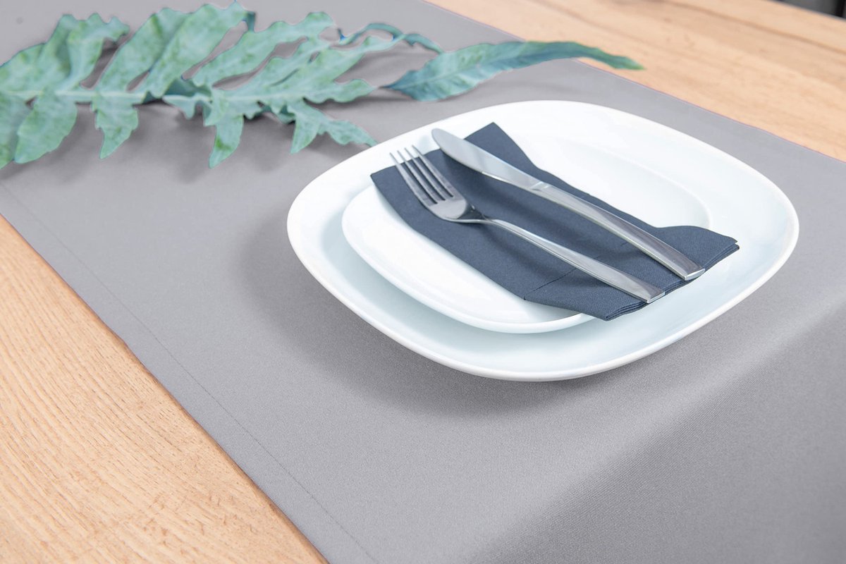 La'Moussawi ® Tijdloze Grijze Tafelloper voor Stijlvolle Tafeldecoratie in Huis en Tuin