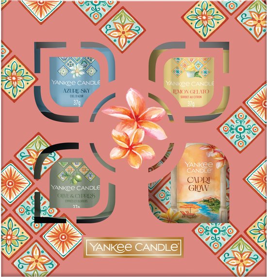 Yankee Candle - Hello Italy - Kleine Geurkaars & 3 Filled Votive Gift Set - Geurkaars Cadeauset