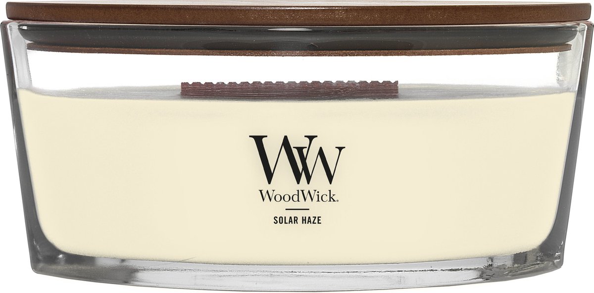 WoodWick Heartwick Flame Ellipse Geurkaars - Solar Haze - 50 branduren Geel