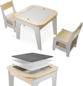 Kinderzitgroep Milou - Met 2 stoelen en 1 tafel - Naturel