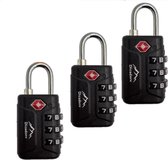 Dicadore - TSA Kofferslot 3-Cijferig - Reisslot (3-pack) - Set van 3 - Cijferslot - Hangslot Cijferslot