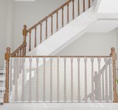 Kinderveiligheidsnet - Veiligheidshek - 300x79 cm - trapgaas - Veiligheidsnet - wit - Oprolbaar - Baby Veiligheid - Instelbare - voor trapleuningen, balkonbedjes, leuningen