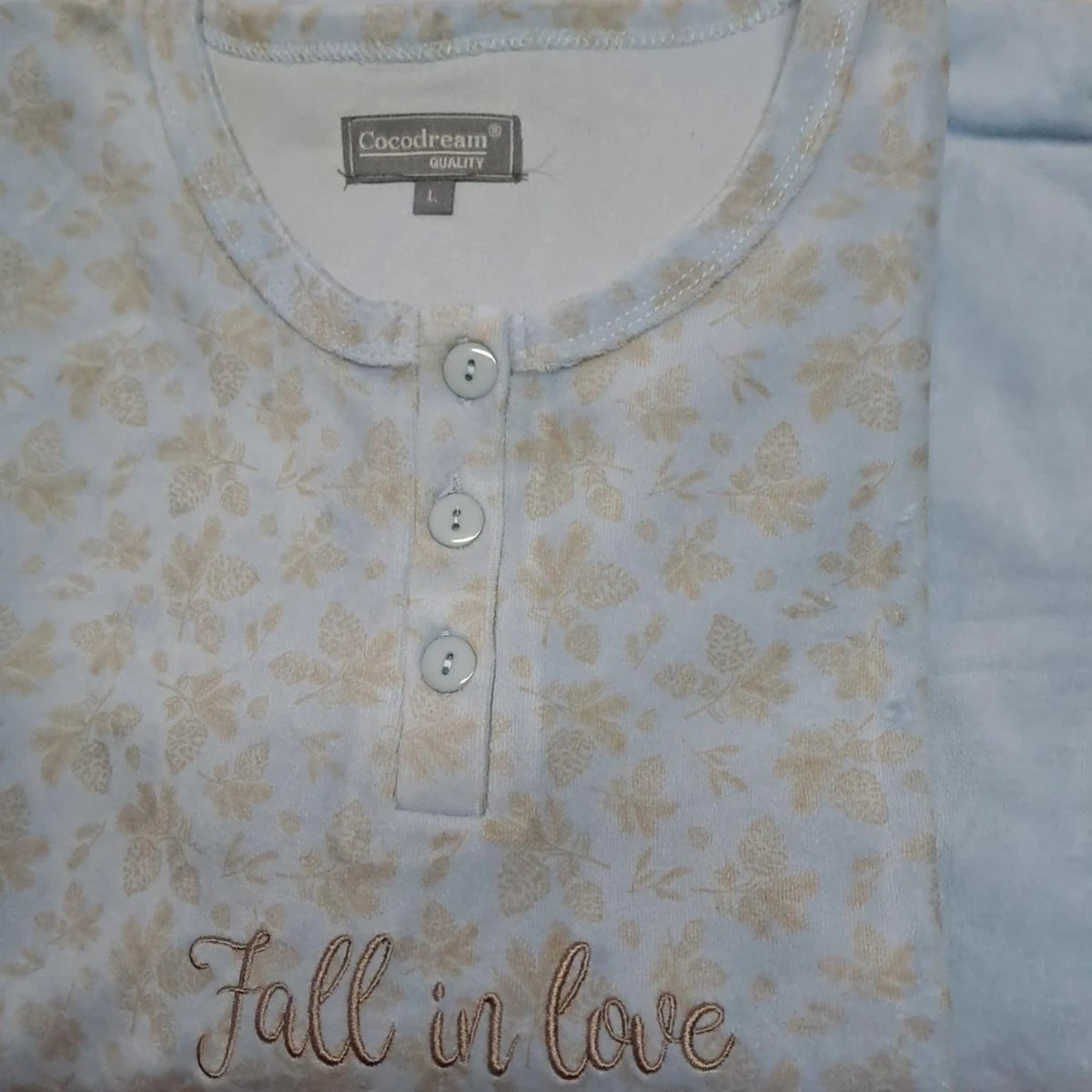 Cocodream Quality Cocodream dames pyjama velours - Fall in love - blue Blue, fall in love
