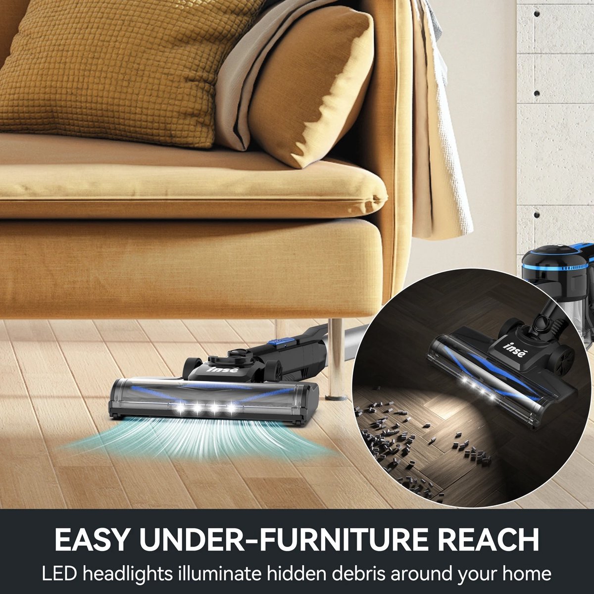 Mygroot Draadloze Stofzuiger 6-in-1 Lichtgewicht Blauw - afbeelding 3