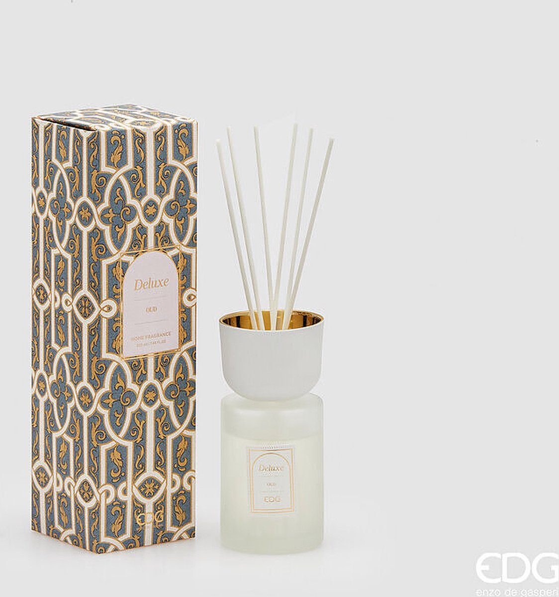 EDG Enzo De gasperi Luxe fles parfumeur 220ml – geurstokjes geur "Oud"