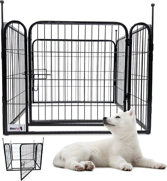 MaxxPet Puppyren - puppykennel - opvouwbaar- honden bench - puppy bench - 79x61cm - 4 delig