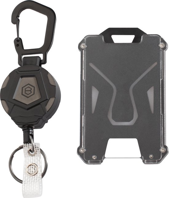 Porte-badge Brutix avec cordon de serrage - Transparent - Porte-cartes - Porte-clés extensible - Lanyard