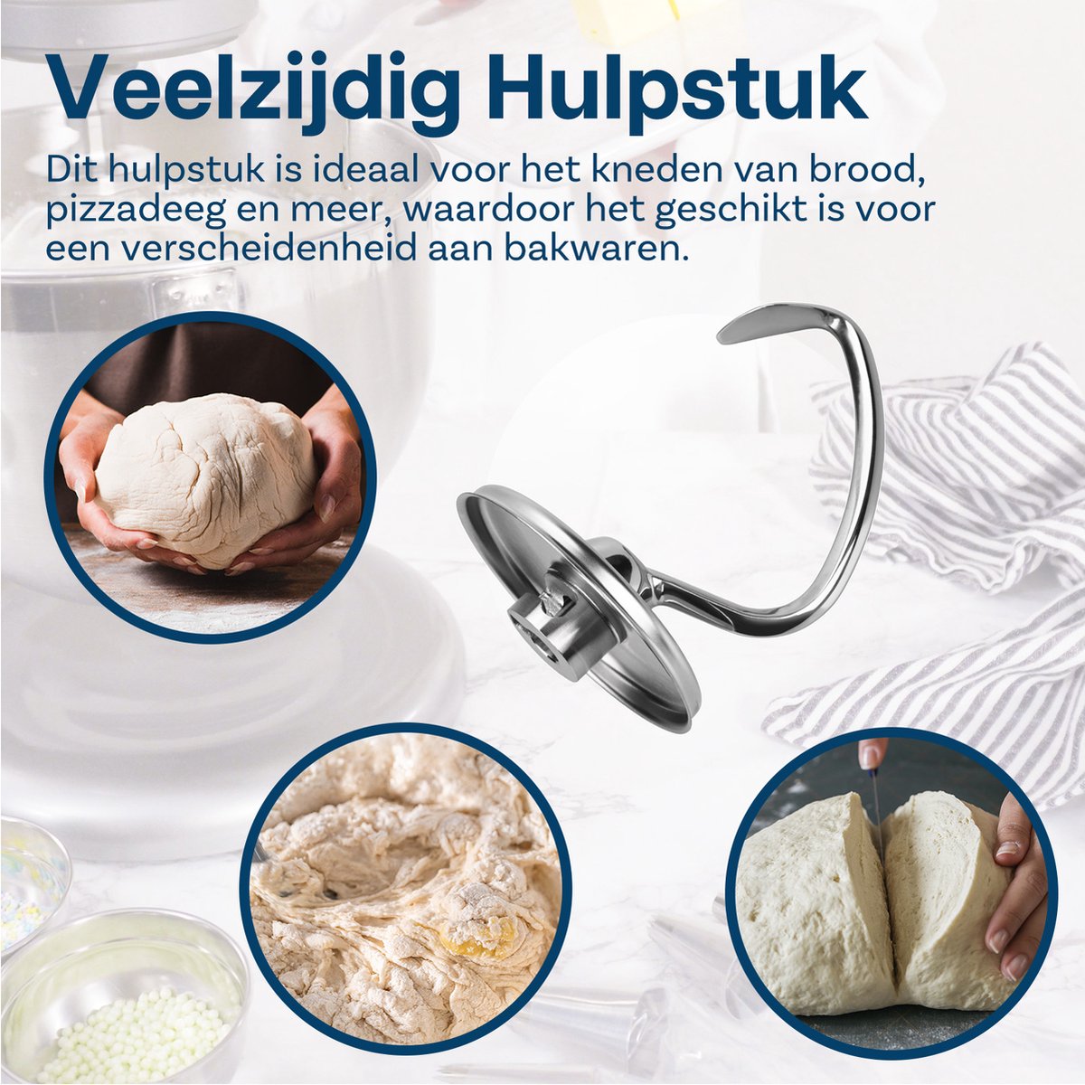 Roestvrijstalen Deeghaak K45DH voor KitchenAid 4,5-5 Quart Tilt-Head Stand Mixers Artisan & Classic Series van MMOBIEL - Vervangende Broodhaak - Mengaccessoire Vervanging – Vaatwasmachinebestendig thumbnail 3
