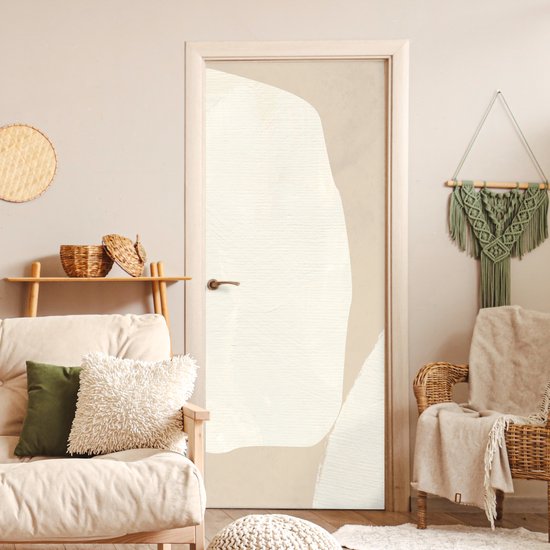 Poster de porte 95x215 cm - Sticker porte Beige - Abstrait - Moderne - Film meuble autocollant - Film porte salon - Papier peint fotobehang intérieur - Film adhésif porte - Stickers porte - Sticker papier peint porte - Décoration chambre